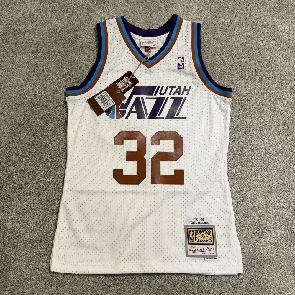 Mitchell & Ness Karl Malone Utah Jazz Jersey Mens S White Reload 3.0 1991-92 NBA - Picture 1 of 9